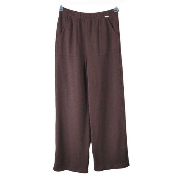 St. John Sport Santana Knit Pants Small Choc Brown Drawstring Waist Straight Leg - Picture 1 of 11